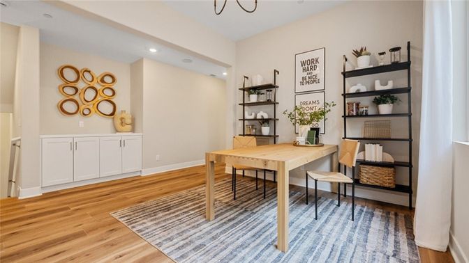 Home Office, Interior, Recessed Lighting, Wood Texture Flooring