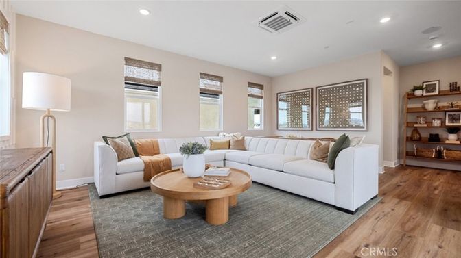 Interior, Living room, Recessed Lighting, Wood Texture Flooring