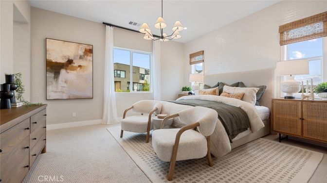 Bedroom, Chandelier, Interior
