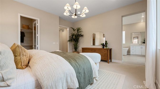 Bedroom, Chandelier, Interior, Pendant Lights, Recessed Lighting