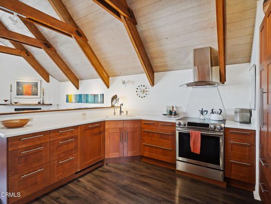 Interior, Kitchen, Stainless Steel Appliances, Wooden Beams, Wooden Ceilings, Wood Texture Flooring