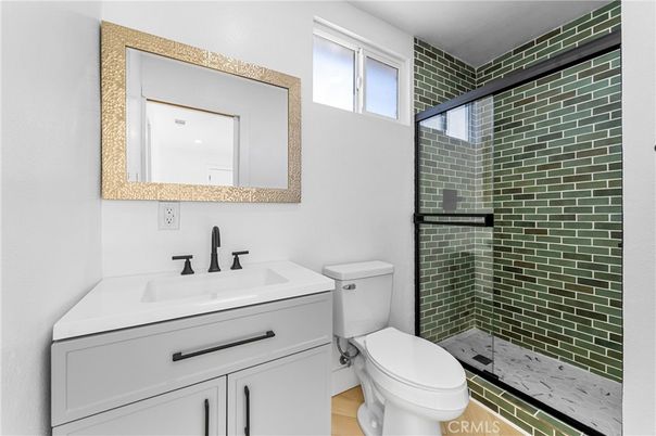 Bathroom, Glass Shower, Interior, Wood Texture Flooring