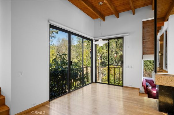 Empty room, Interior, Pendant Lights, Wooden Beams, Wooden Ceilings, Wood Texture Flooring