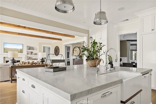 Interior, Kitchen, Pendant Lights, Wooden Beams, Wood Texture Flooring