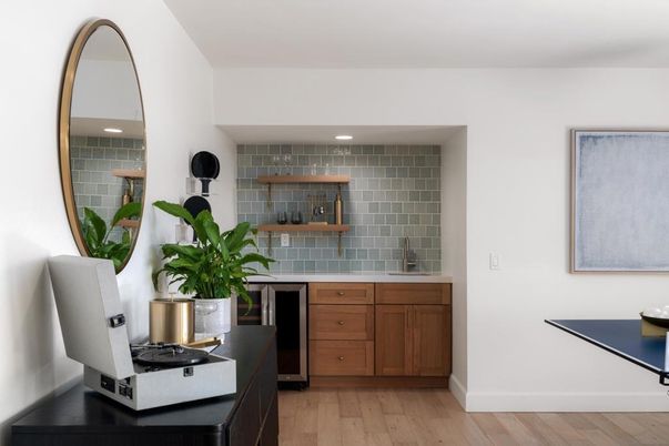 Home Office, Interior, Recessed Lighting, Wood Texture Flooring