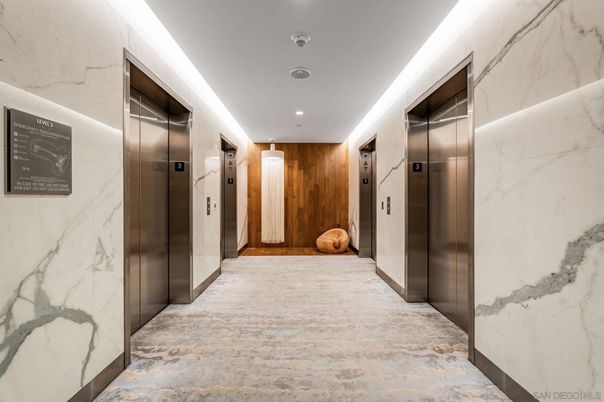 Elevator, Interior, Marble Walls, Recessed Lighting
