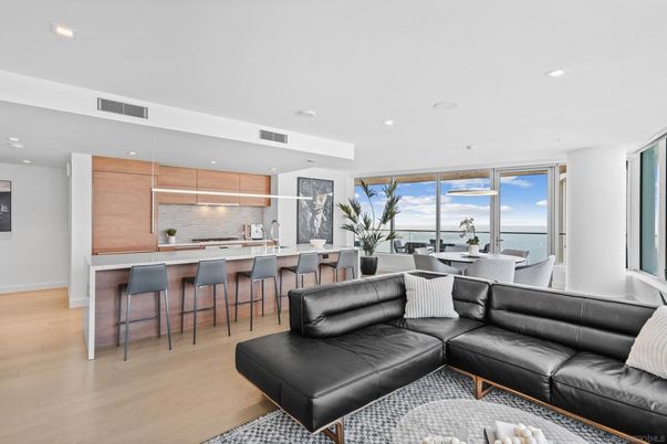 Dining room, Interior, Kitchen, Living room, Pendant Lights, Recessed Lighting, Water, Wood Texture Flooring