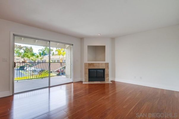Empty room, Fireplace, Interior, Recessed Lighting, Wood Texture Flooring