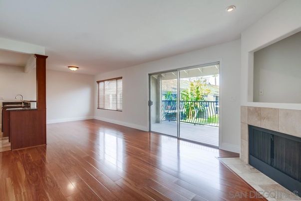 Empty room, Fireplace, Interior, Recessed Lighting, Wood Texture Flooring