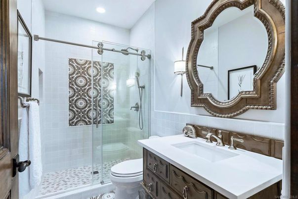 Bathroom, Glass Shower, Interior, Recessed Lighting