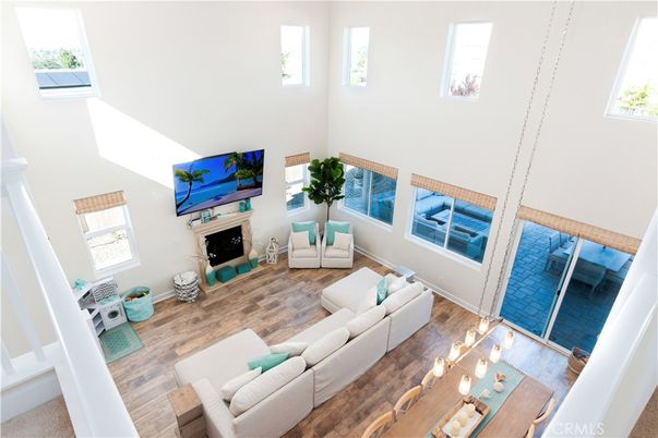 Fireplace, Interior, Living room, Pendant Lights, Wood Texture Flooring