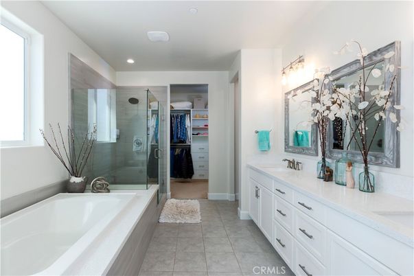 Bathroom, Dual Sink Vanities, Glass Shower, Interior, Recessed Lighting, Walk-in Closets