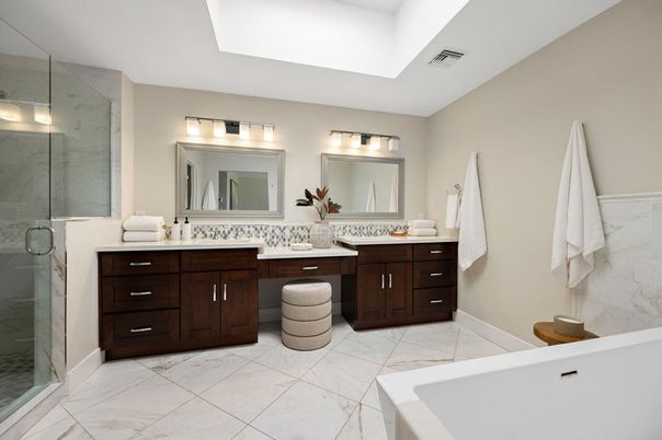 Bathroom, Dual Sink Vanities, Glass Shower, Interior