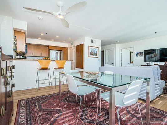 Dining room, Interior, Kitchen, Recessed Lighting, Wood Texture Flooring
