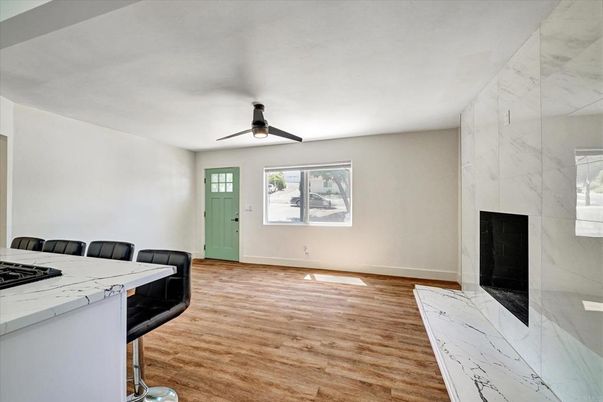 Fireplace, Interior, Marble Walls, Wood Texture Flooring