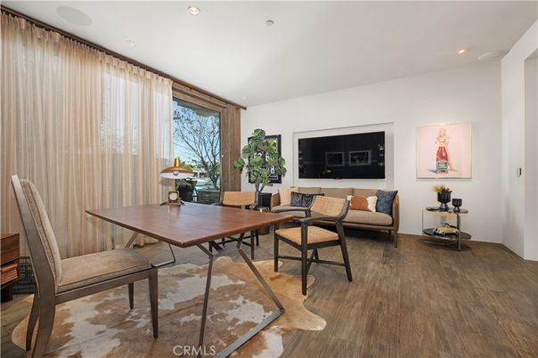 Home Office, Interior, Living room, Recessed Lighting, Wood Texture Flooring