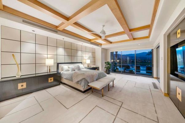Bedroom, Interior, Recessed Lighting, Wooden Beams