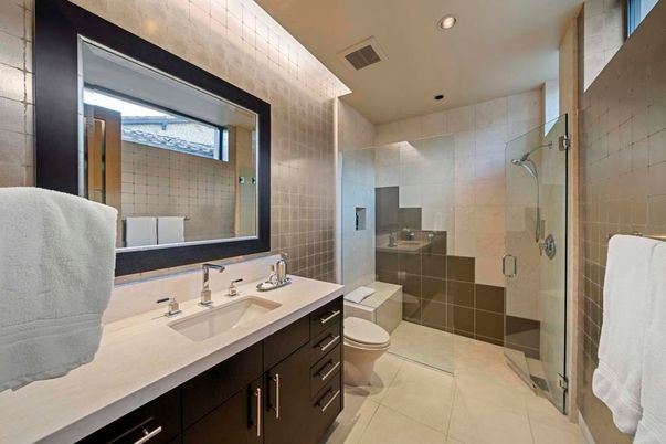 Bathroom, Glass Shower, Interior, Recessed Lighting