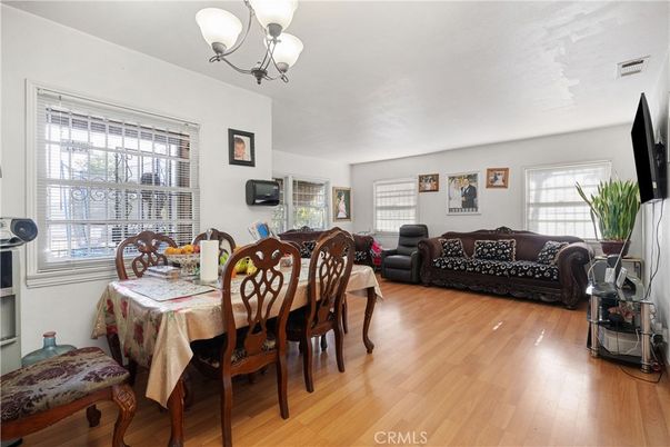 Chandelier, Dining room, Interior, Wood Texture Flooring