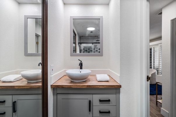 Bathroom, Dual Sink Vanities, Interior, Wood Texture Flooring