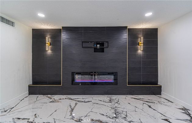 Fireplace, Interior, Marble, Recessed Lighting