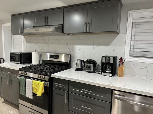 Interior, Kitchen, Marble Walls, Stainless Steel Appliances