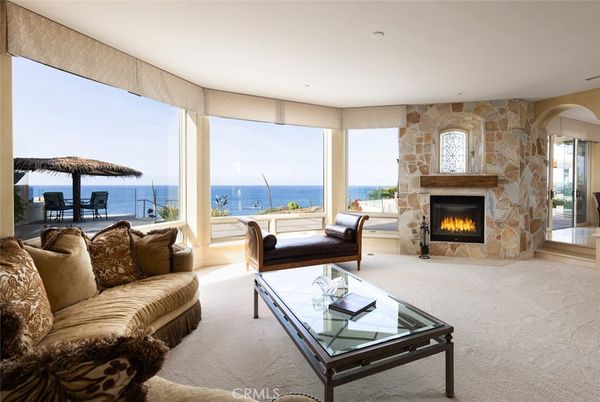 Fireplace, Interior, Living room, Recessed Lighting, Stone Walls, Water
