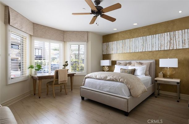 Bedroom, Home Office, Interior, Recessed Lighting, Wood Texture Flooring