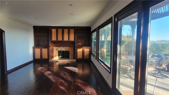 Empty room, Fireplace, Interior, Recessed Lighting, Wood Texture Flooring