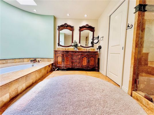 Bathroom, Dual Sink Vanities, Glass Shower, Interior, Recessed Lighting