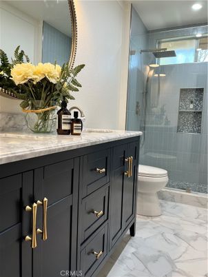 Bathroom, Glass Shower, Interior, Marble, Recessed Lighting