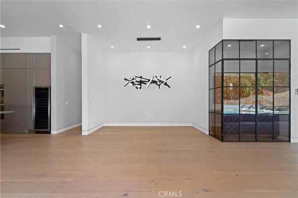 Empty room, Interior, Pendant Lights, Recessed Lighting, Wood Texture Flooring
