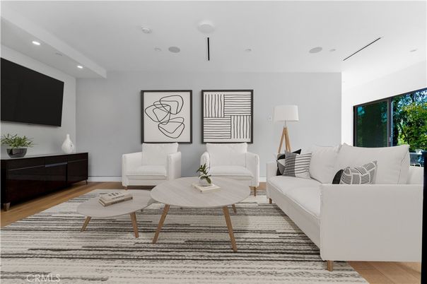 Interior, Living room, Recessed Lighting, Wood Texture Flooring