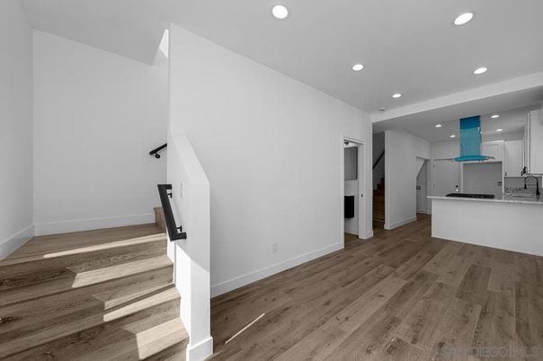 Interior, Kitchen, Recessed Lighting, Wood Texture Flooring