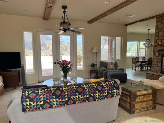 Dining room, Interior, Living room, Pendant Lights, Recessed Lighting, Wooden Beams