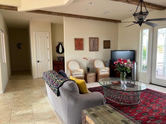 Interior, Living room, Recessed Lighting, Wooden Beams