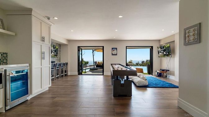 Game Room, Interior, Recessed Lighting, Wood Texture Flooring
