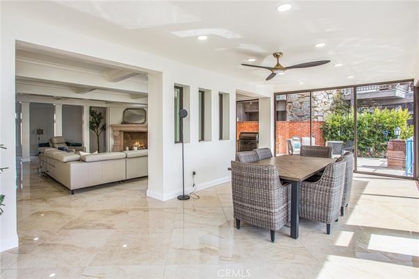 Dining room, Fireplace, Interior, Living room, Recessed Lighting
