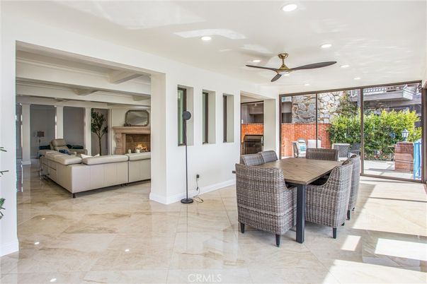 Dining room, Fireplace, Interior, Living room, Recessed Lighting