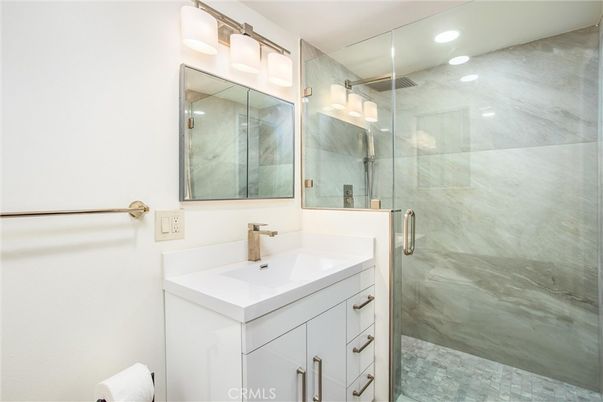 Bathroom, Glass Shower, Interior, Recessed Lighting