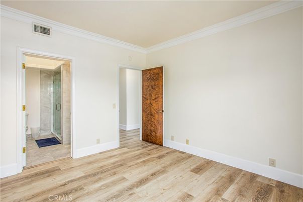 Bathroom, Empty room, Glass Shower, Interior, Wood Texture Flooring