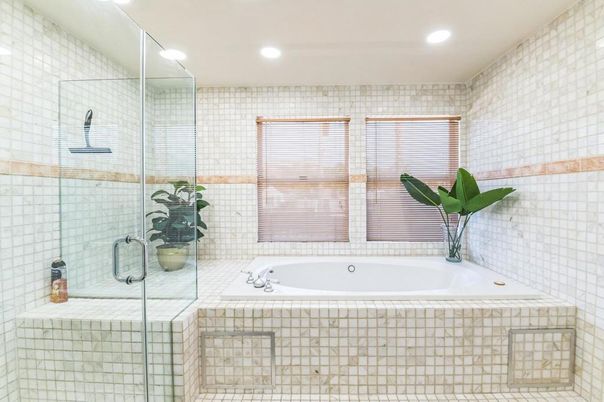 Bathroom, Glass Shower, Interior, Recessed Lighting