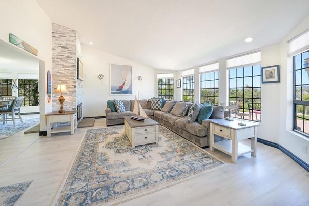 Interior, Living room, Recessed Lighting, Stone Walls, Wood Texture Flooring