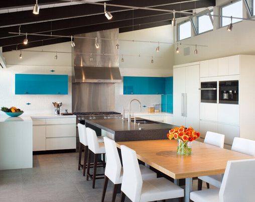Dining room, Interior, Kitchen, Pendant Lights, Stainless Steel Appliances