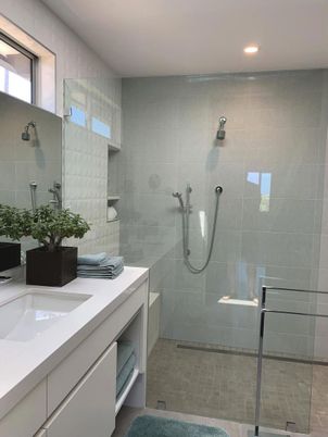 Bathroom, Glass Shower, Interior, Recessed Lighting