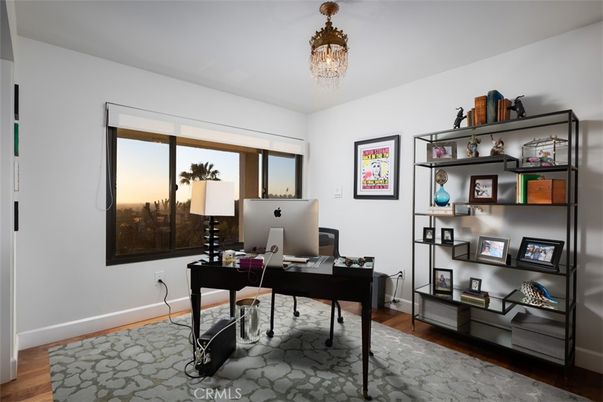 Chandelier, Home Office, Interior, Wood Texture Flooring