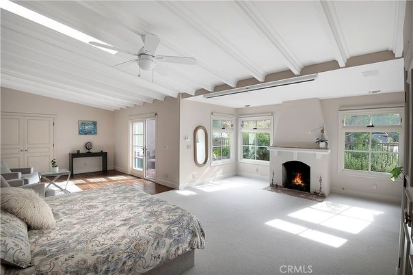Bedroom, Fireplace, Interior, Wood Texture Flooring