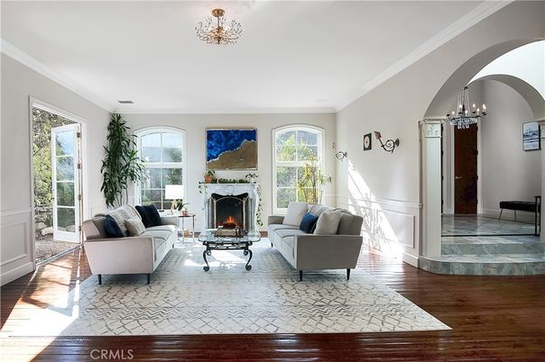 Chandelier, Fireplace, Interior, Living room, Wood Texture Flooring