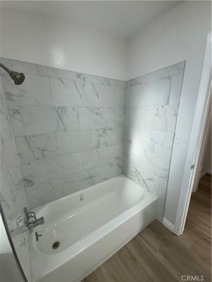 Bathroom, Interior, Marble Walls, Wood Texture Flooring