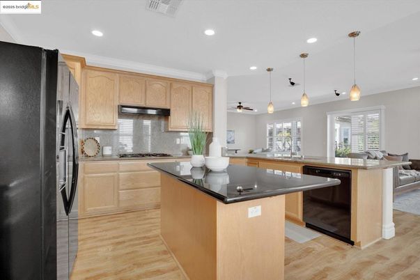 Interior, Kitchen, Pendant Lights, Recessed Lighting, Wood Texture Flooring